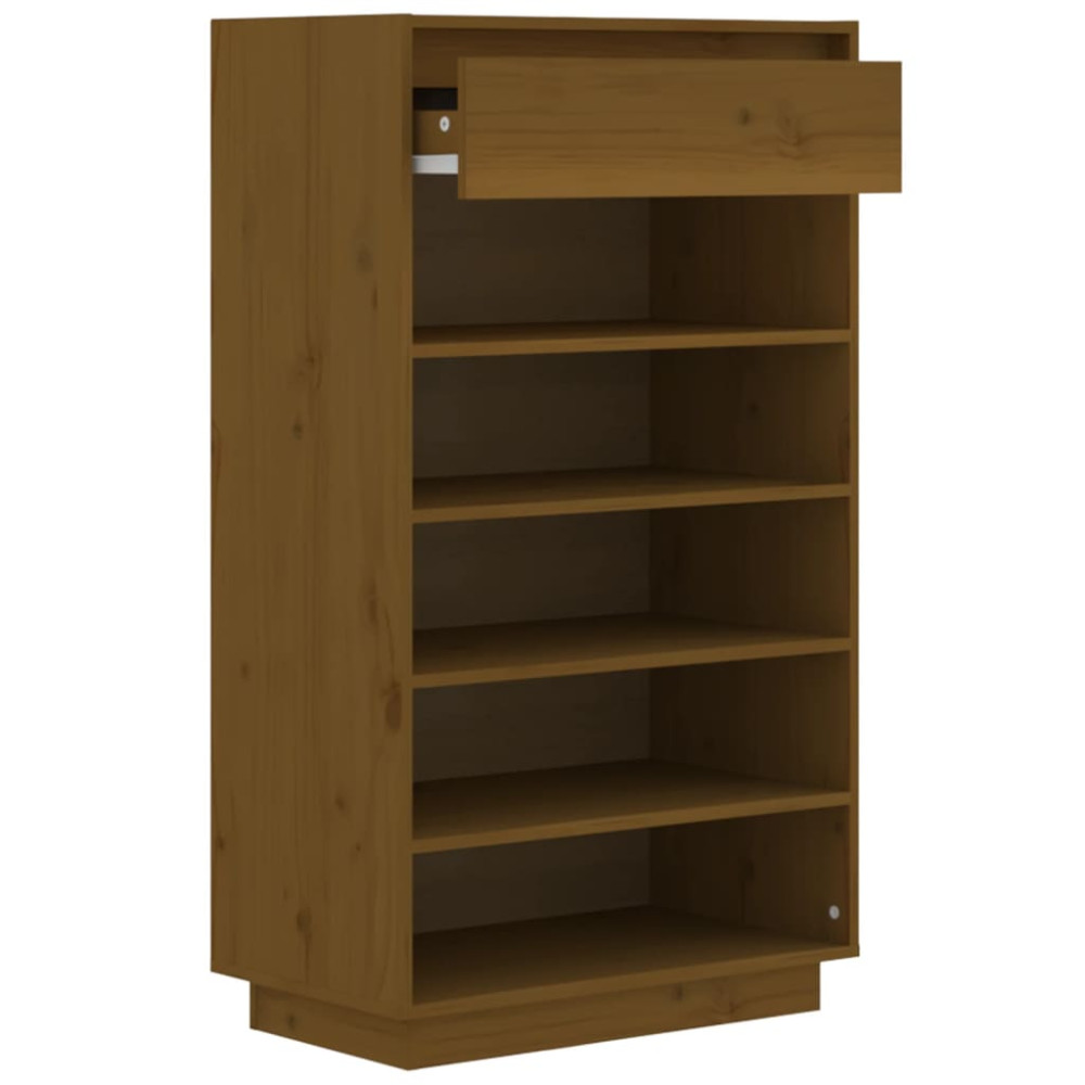 Produktbild för Skoskåp honungsbrun 60x34x105 cm massiv furu