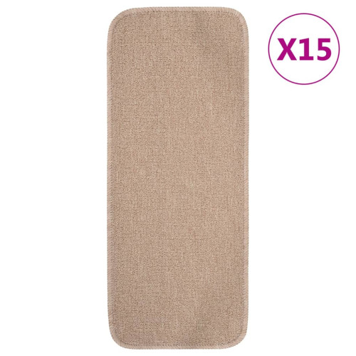 vidaXL Trappstegsmattor halkfri 15 st 60x25 cm beige rektangulär