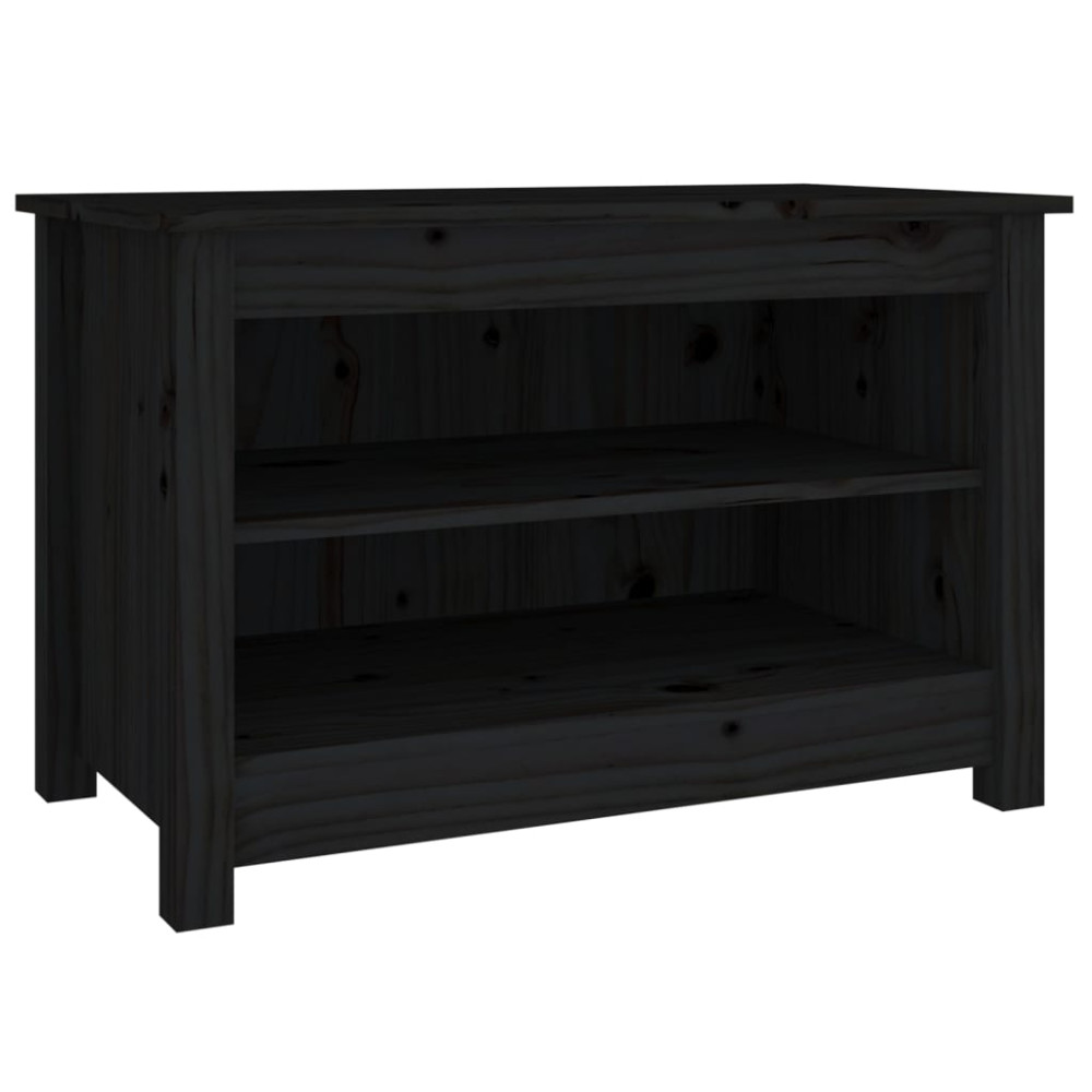 Produktbild för Skobänk svart 70x38x45,5 cm massiv furu