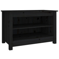 Produktbild för Skobänk svart 70x38x45,5 cm massiv furu
