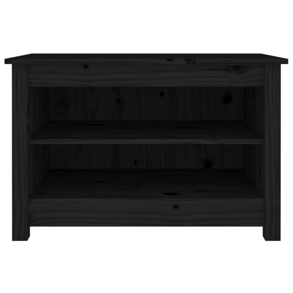 Produktbild för Skobänk svart 70x38x45,5 cm massiv furu