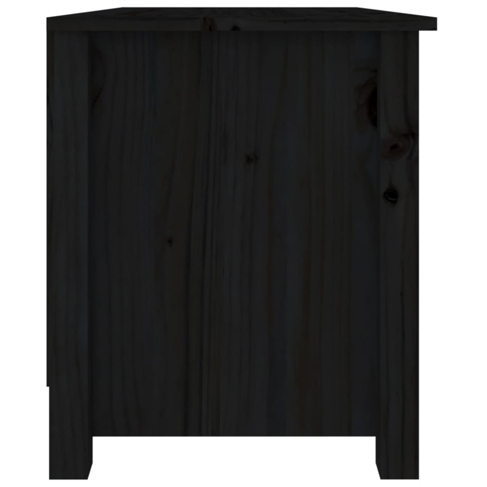 Produktbild för Skobänk svart 70x38x45,5 cm massiv furu