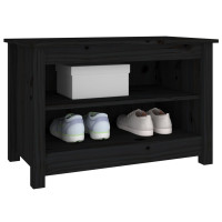 Produktbild för Skobänk svart 70x38x45,5 cm massiv furu