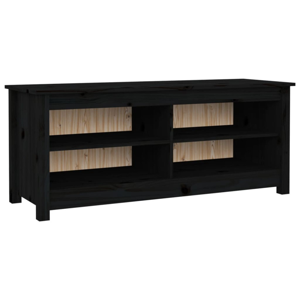 Produktbild för Skobänk svart 110x38x45,5 cm massiv furu