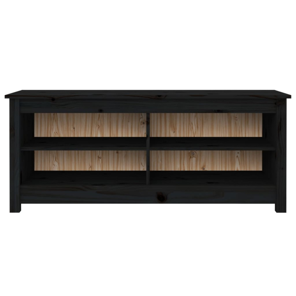 Produktbild för Skobänk svart 110x38x45,5 cm massiv furu