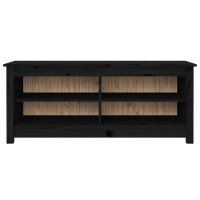 Produktbild för Skobänk svart 110x38x45,5 cm massiv furu