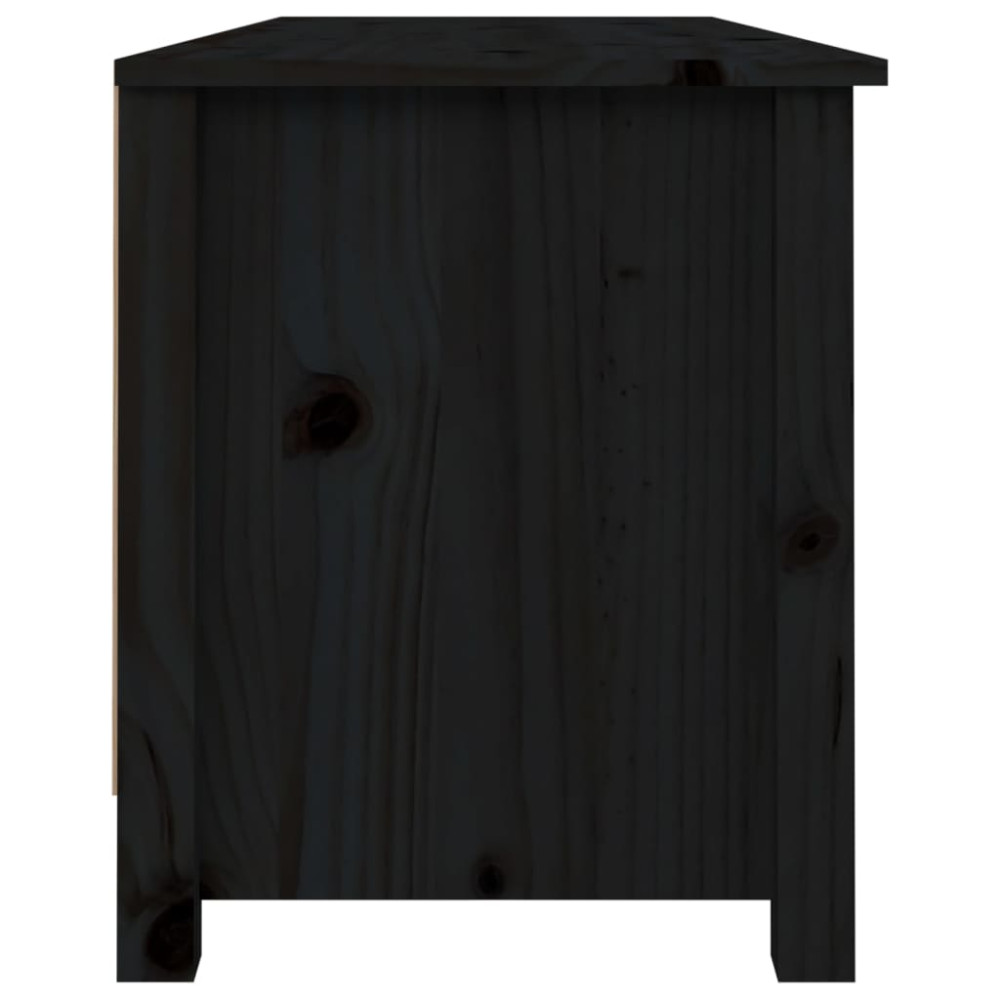 Produktbild för Skobänk svart 110x38x45,5 cm massiv furu