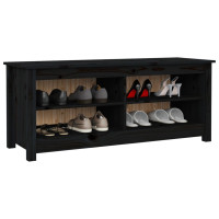 Produktbild för Skobänk svart 110x38x45,5 cm massiv furu