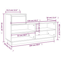 Produktbild för Skoskåp honungsbrun 110x34x61 cm massiv furu