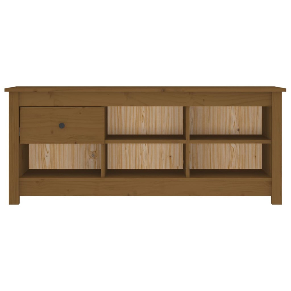 Produktbild för Skoskåp honungsbrun 110x38x45,5 cm massiv furu