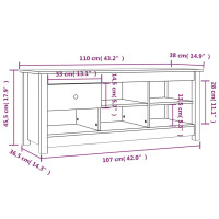 Produktbild för Skoskåp honungsbrun 110x38x45,5 cm massiv furu