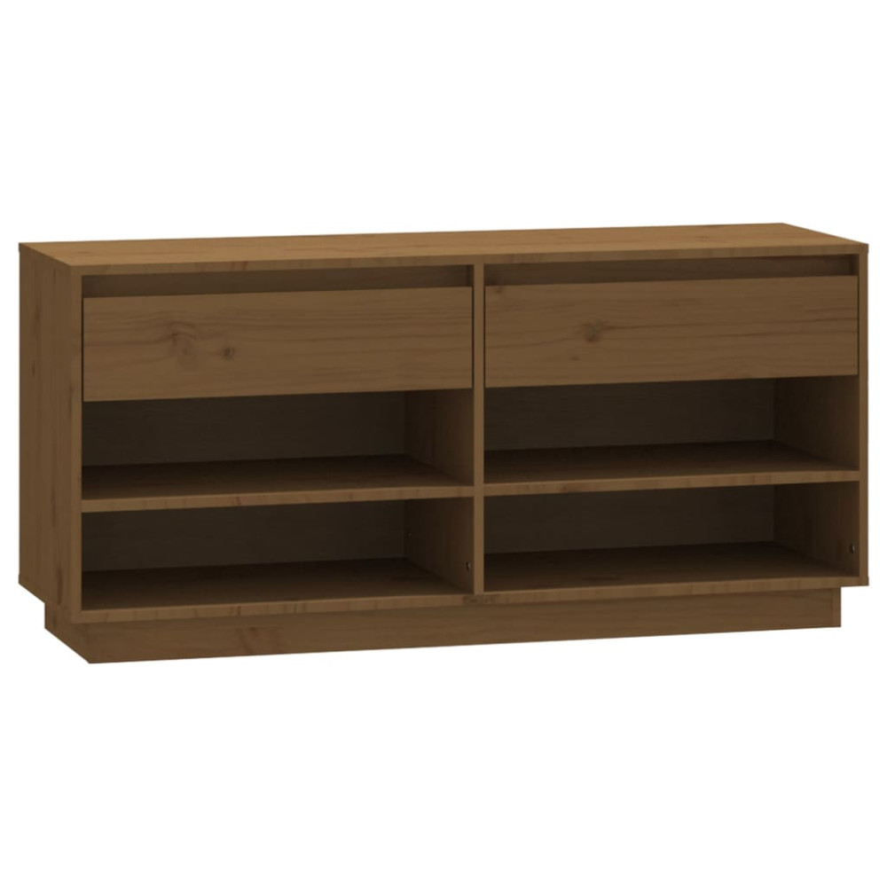 Produktbild för Skoskåp honungsbrun 110x34x52 cm massiv furu