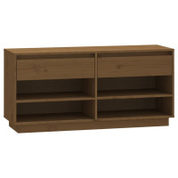 Produktbild för Skoskåp honungsbrun 110x34x52 cm massiv furu