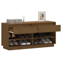 Produktbild för Skoskåp honungsbrun 110x34x52 cm massiv furu