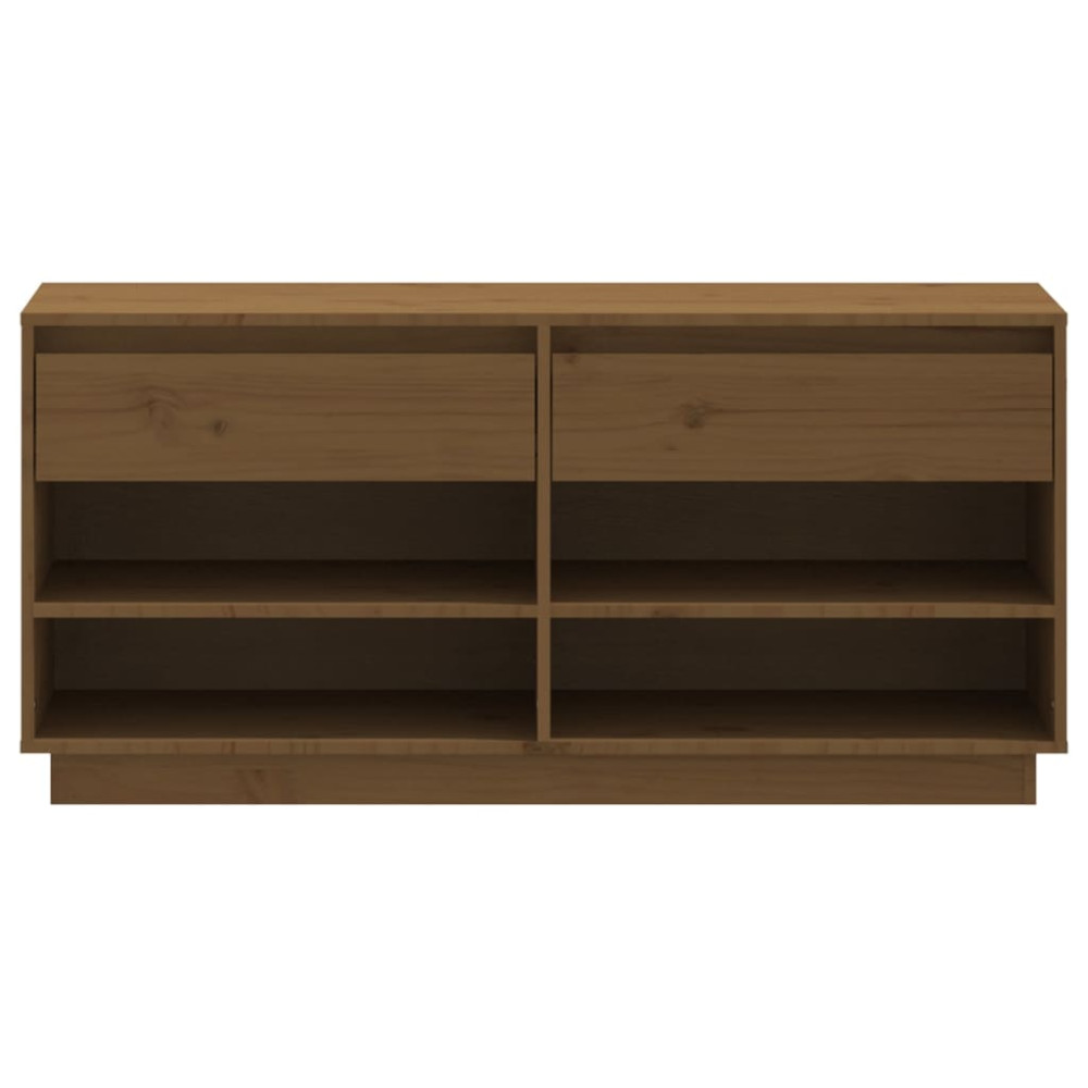 Produktbild för Skoskåp honungsbrun 110x34x52 cm massiv furu