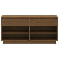 Produktbild för Skoskåp honungsbrun 110x34x52 cm massiv furu