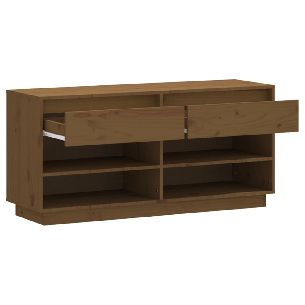 Produktbild för Skoskåp honungsbrun 110x34x52 cm massiv furu