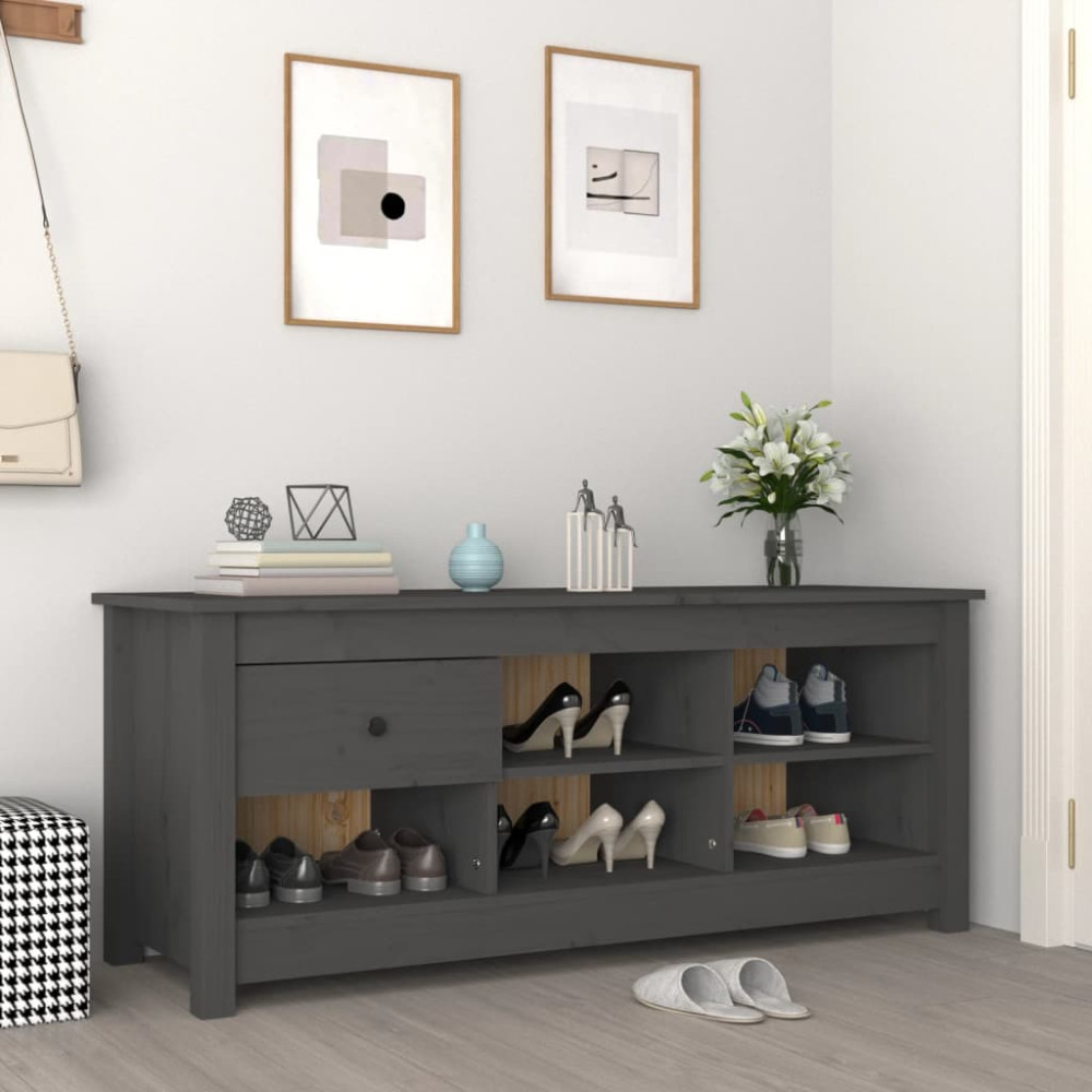 Produktbild för Skoskåp grå 110x38x45,5 cm massiv furu