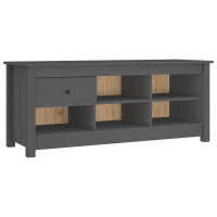 Produktbild för Skoskåp grå 110x38x45,5 cm massiv furu