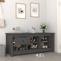 Produktbild för Skoskåp grå 110x38x45,5 cm massiv furu