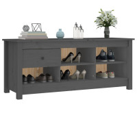 Produktbild för Skoskåp grå 110x38x45,5 cm massiv furu