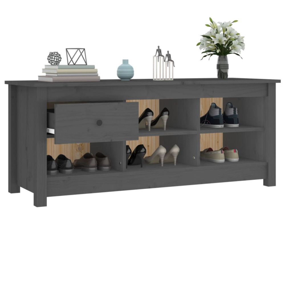 Produktbild för Skoskåp grå 110x38x45,5 cm massiv furu