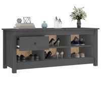 Produktbild för Skoskåp grå 110x38x45,5 cm massiv furu