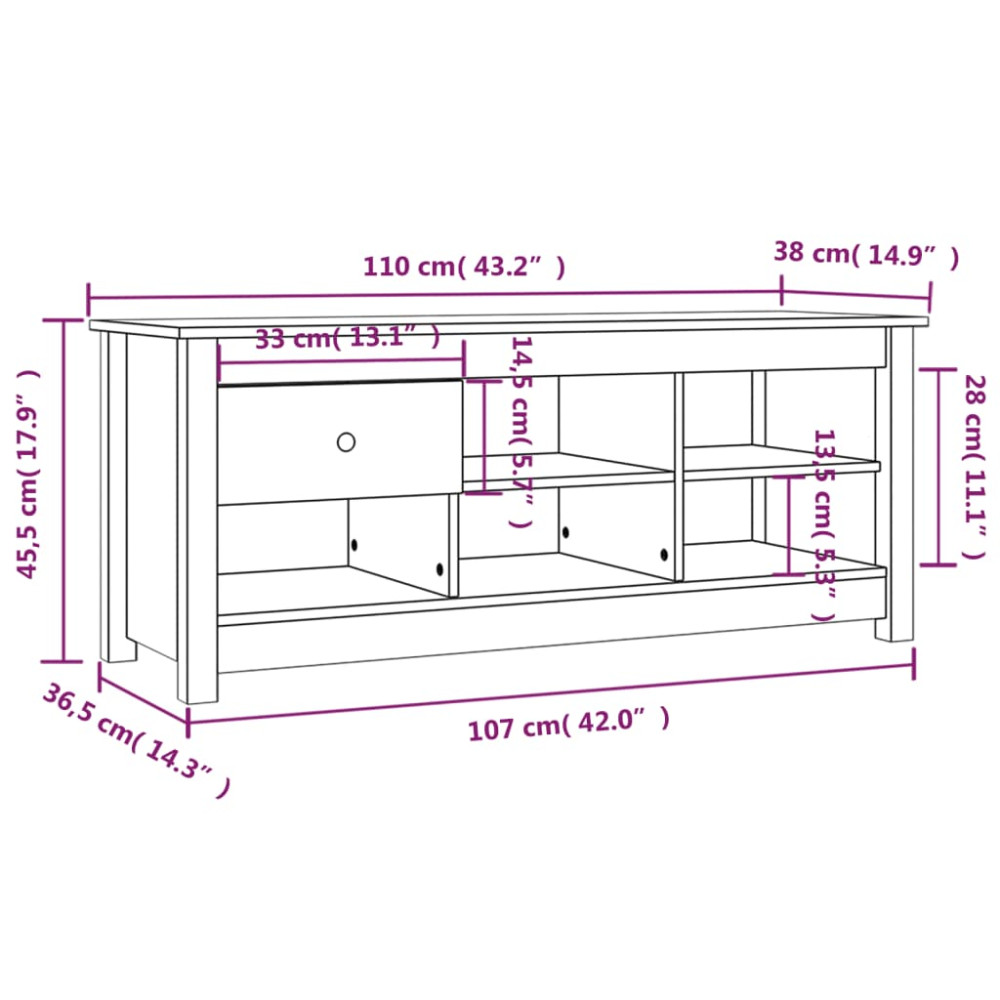 Produktbild för Skoskåp grå 110x38x45,5 cm massiv furu