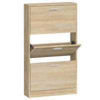 Produktbild för Skoskåp ek 59x17x108 cm konstruerat trä