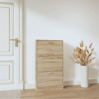 Produktbild för Skoskåp ek 59x17x108 cm konstruerat trä