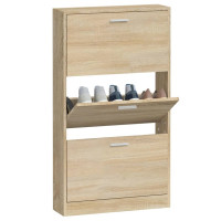 Produktbild för Skoskåp ek 59x17x108 cm konstruerat trä