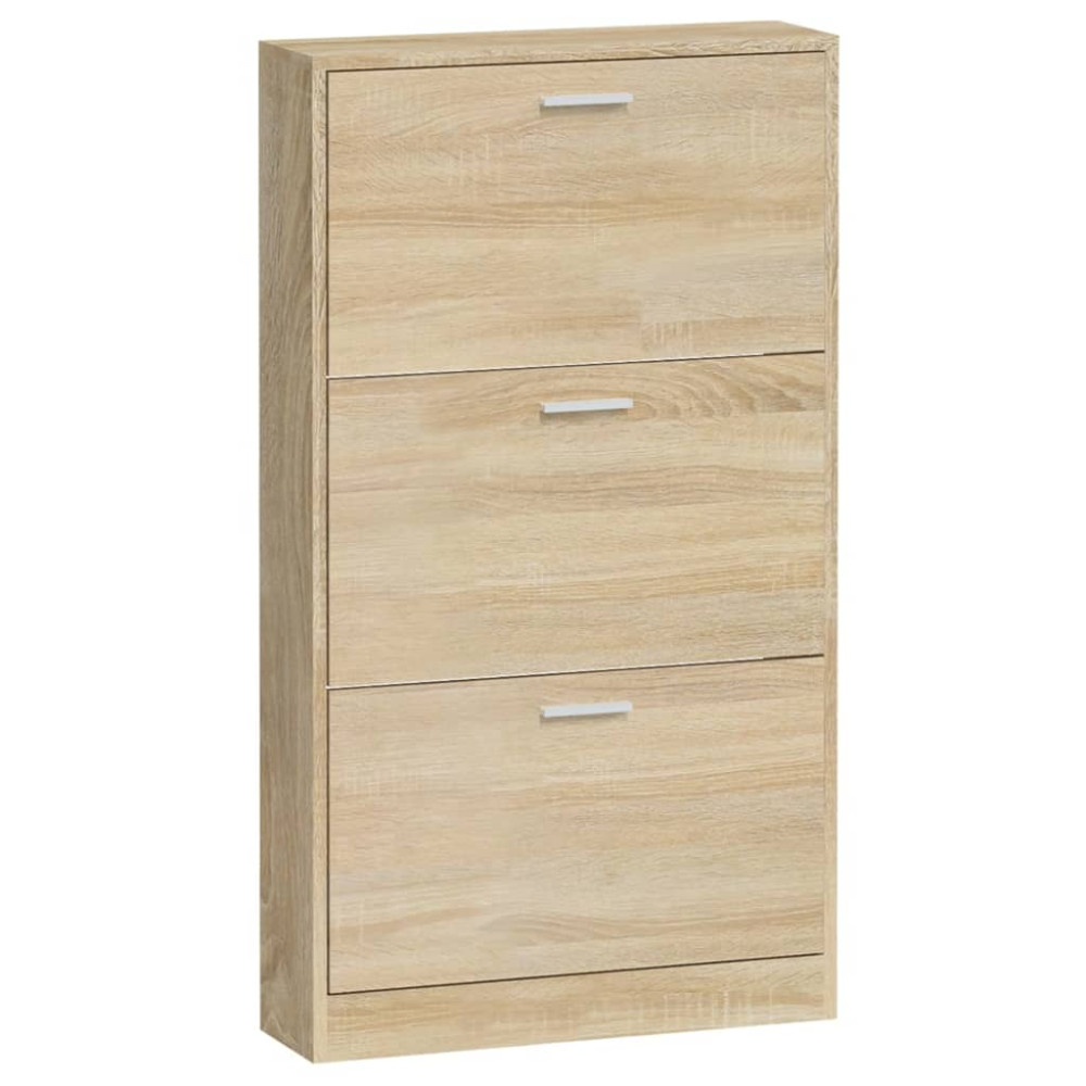 Produktbild för Skoskåp ek 59x17x108 cm konstruerat trä