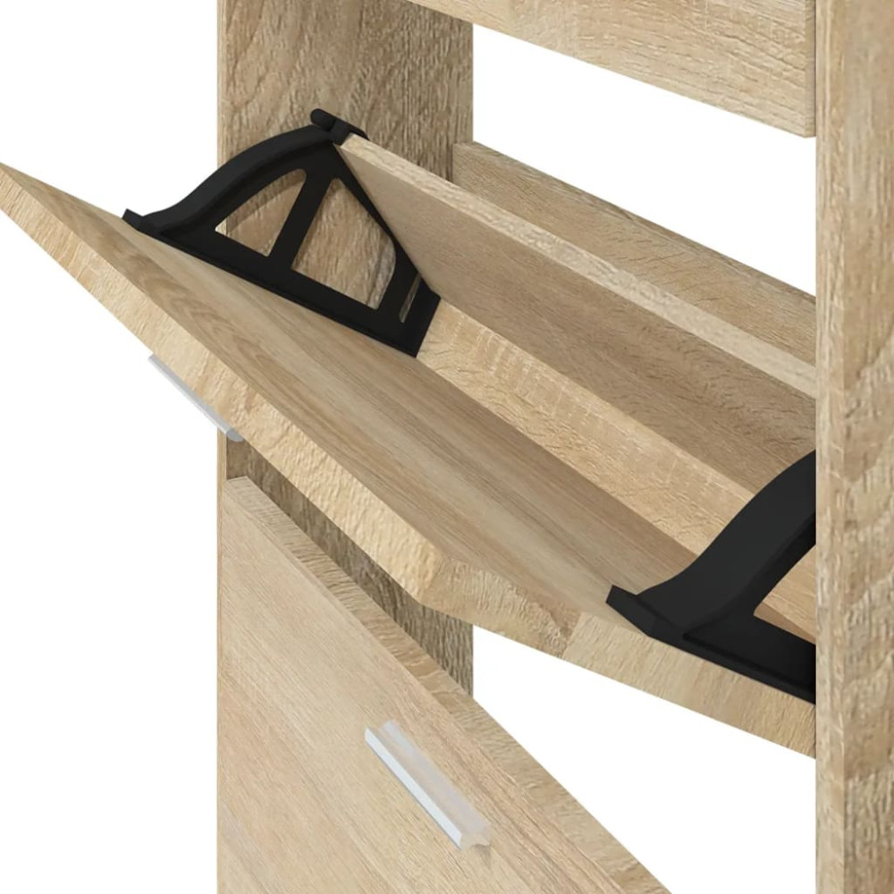 Produktbild för Skoskåp ek 59x17x108 cm konstruerat trä