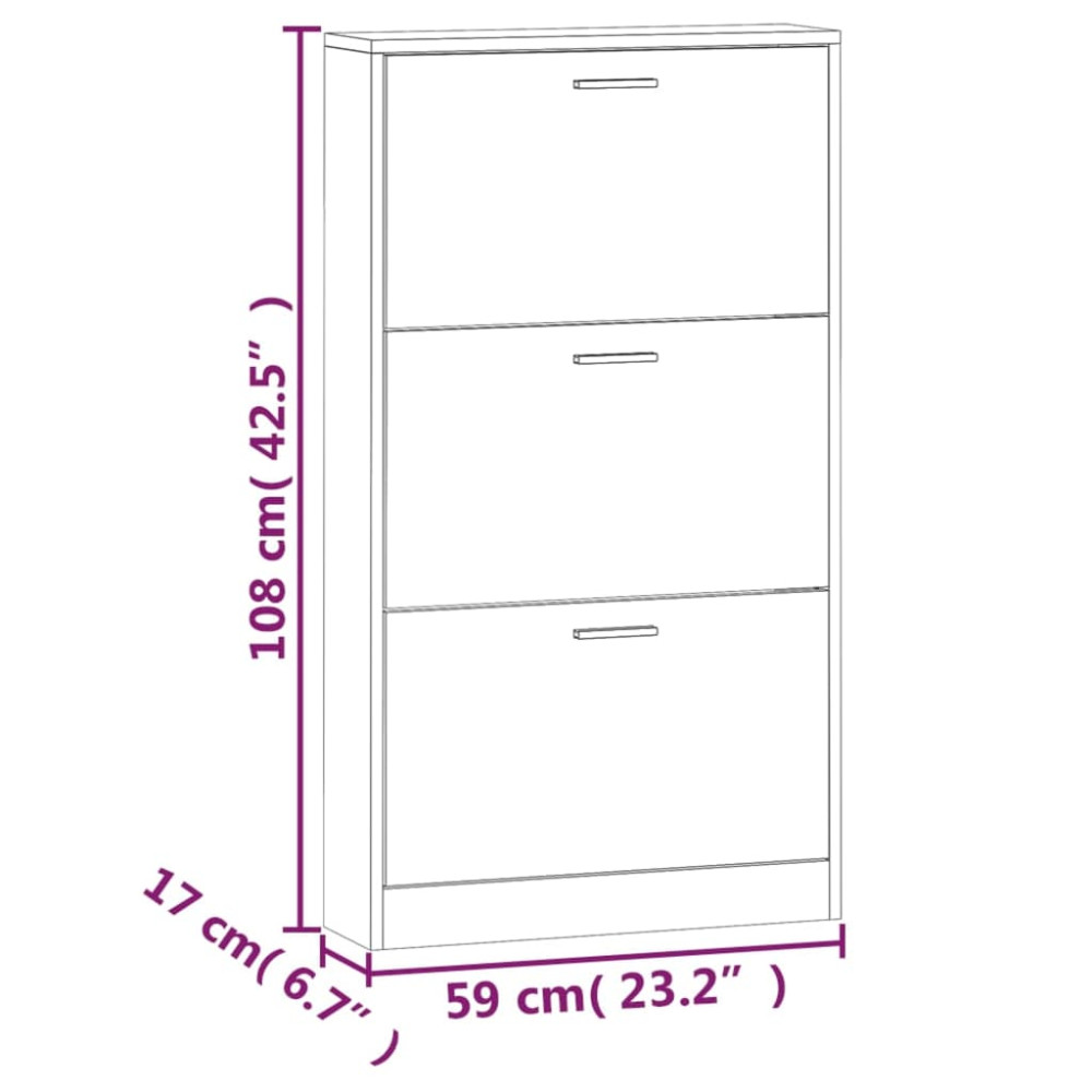 Produktbild för Skoskåp ek 59x17x108 cm konstruerat trä