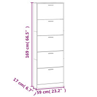 Produktbild för Skoskåp betonggrå 59x17x169 cm konstruerat trä