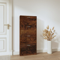 Produktbild för Skoställ rökfärgad ek 59x17x150 cm konstruerat trä