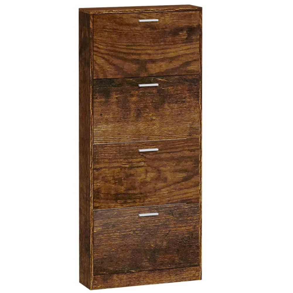 Produktbild för Skoställ rökfärgad ek 59x17x150 cm konstruerat trä