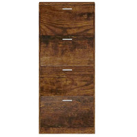 Produktbild för Skoställ rökfärgad ek 59x17x150 cm konstruerat trä