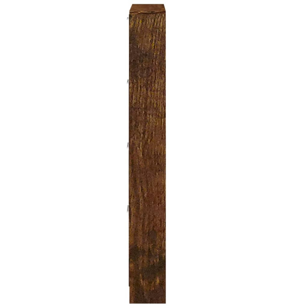 Produktbild för Skoställ rökfärgad ek 59x17x150 cm konstruerat trä
