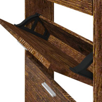 Produktbild för Skoställ rökfärgad ek 59x17x150 cm konstruerat trä