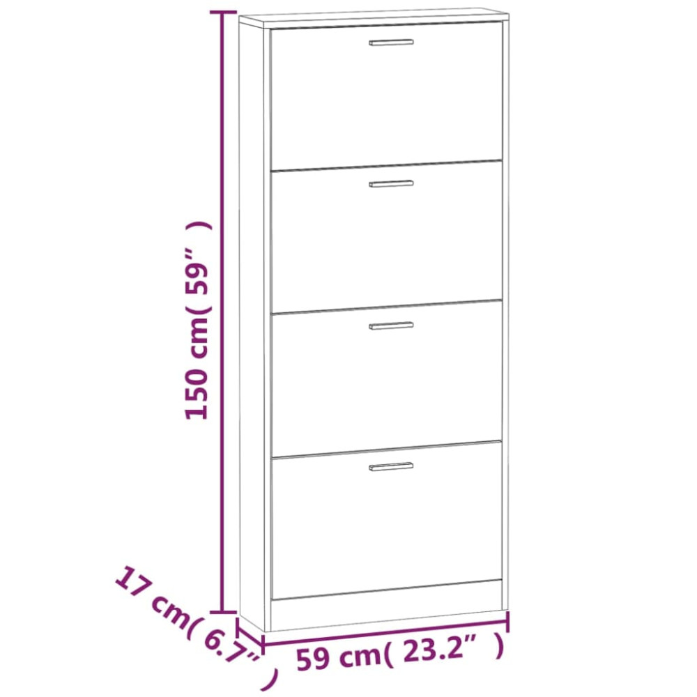 Produktbild för Skoställ rökfärgad ek 59x17x150 cm konstruerat trä