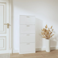 Produktbild för Skoskåp vit högglans 59x17x150 cm konstruerat trä