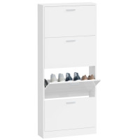 Produktbild för Skoskåp vit högglans 59x17x150 cm konstruerat trä
