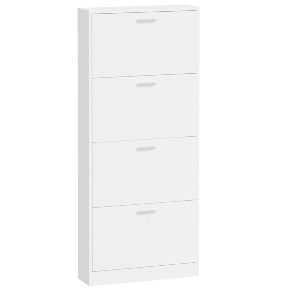 Produktbild för Skoskåp vit högglans 59x17x150 cm konstruerat trä