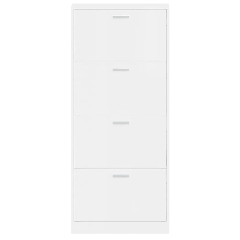 Produktbild för Skoskåp vit högglans 59x17x150 cm konstruerat trä