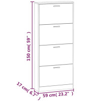 Produktbild för Skoskåp vit högglans 59x17x150 cm konstruerat trä