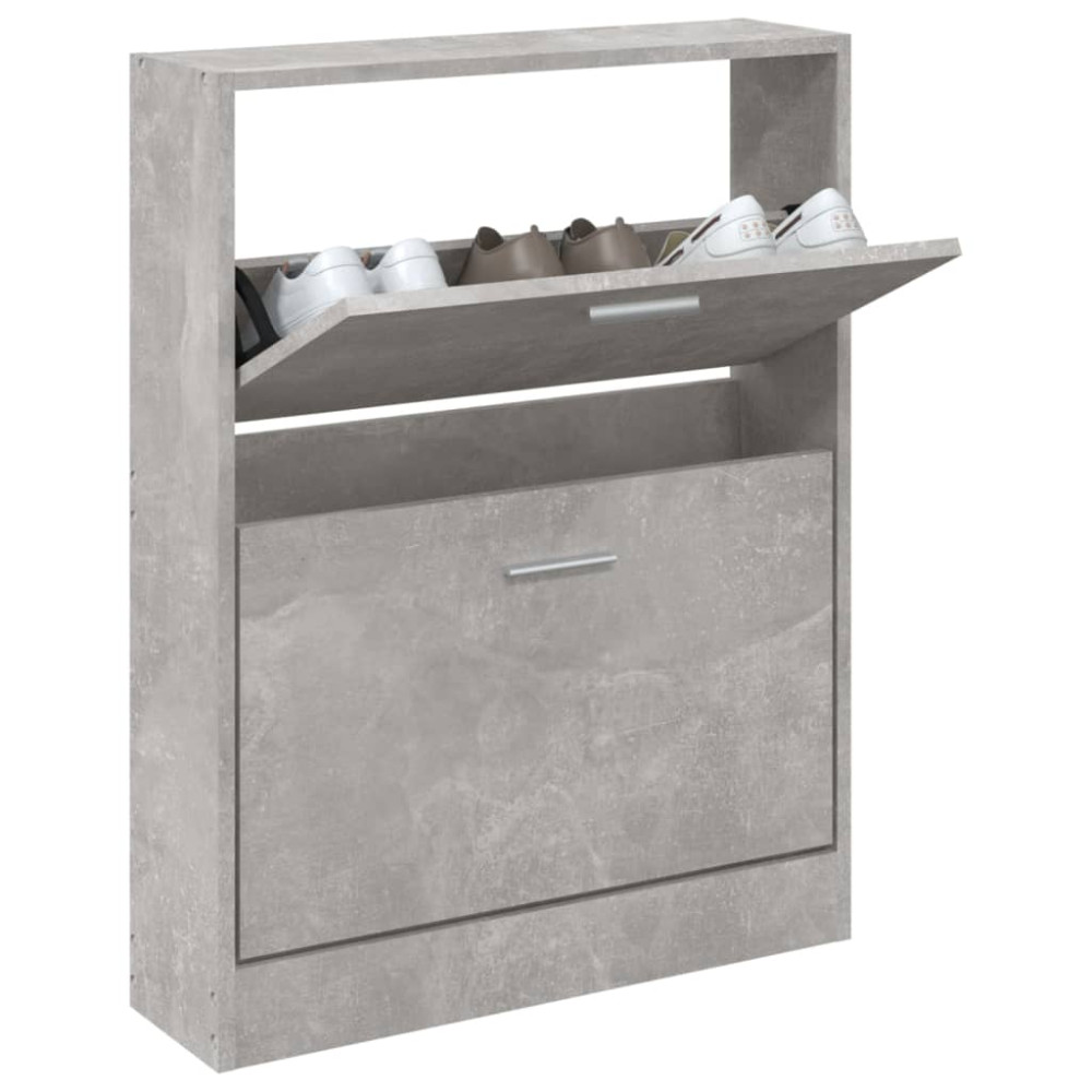 Produktbild för Skoskåp betonggrå 59x17x81 cm konstruerat trä