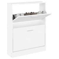 Produktbild för Skoskåp vit högglans 59x17x81 cm konstruerat trä