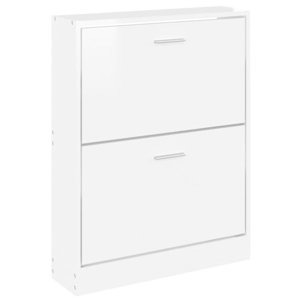 Produktbild för Skoskåp vit högglans 59x17x81 cm konstruerat trä