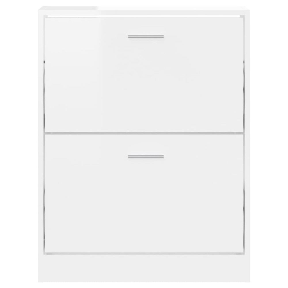 Produktbild för Skoskåp vit högglans 59x17x81 cm konstruerat trä